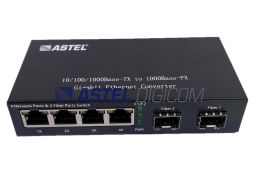 Media Converter 4 Port Ethernet to Fiber 2 Gigabit  SFP Slots