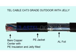 Outdoor Shielded CAT3 Jelly Filled 10P to 100P Telephone Cable